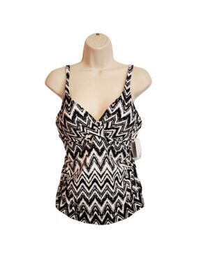 Apt 9 Black White Zig Zag Tankini Swim Top Large